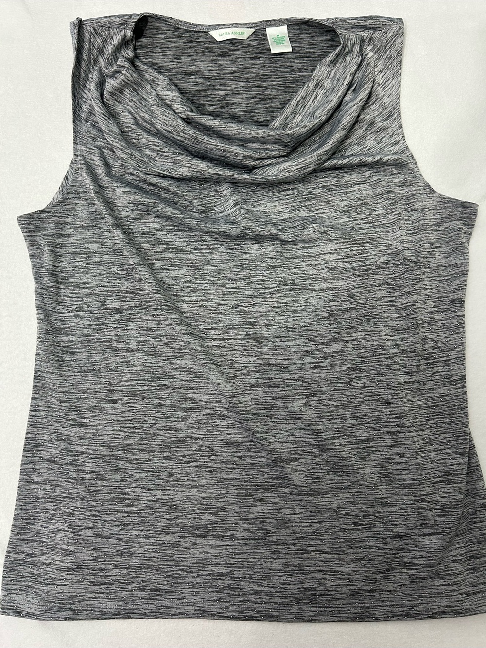 Laura Ashley Heathered Grey Cowl Neck Tank Top